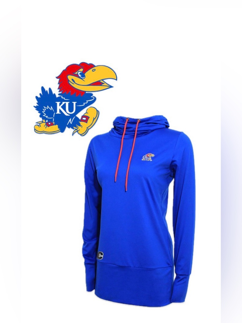 NWT [Crable] Kansas Jayhawks NCAA Funnel Neck Hood Sweatshirt Top Women’s XXL